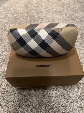 Burberry Beige Black White Check Sunglasses Case